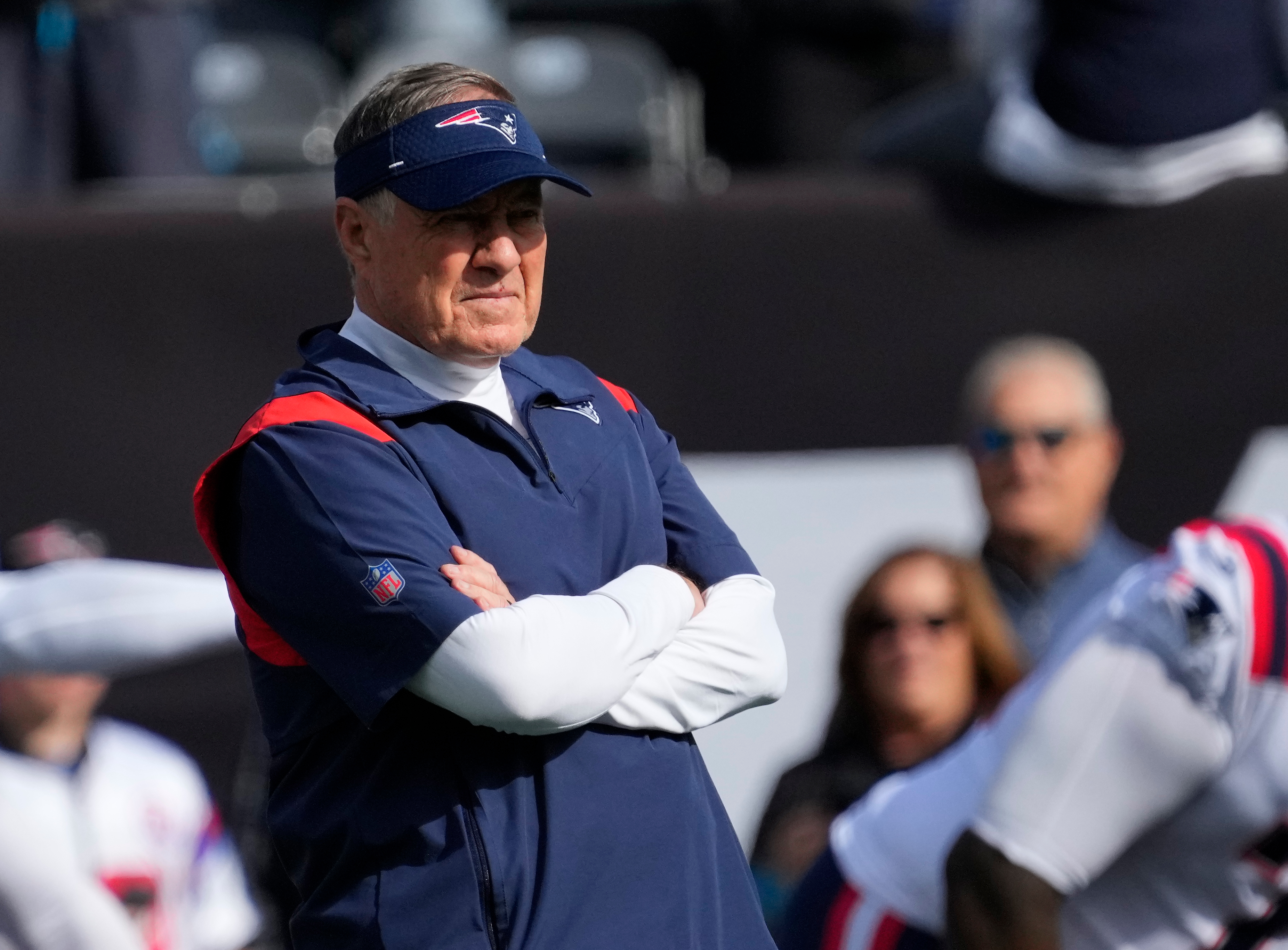 Oct 30, 2022; East Rutherford, NJ, USA; New England Patriots head coach Bill Belichick before the game against the New York Jets at MetLife Stadium.